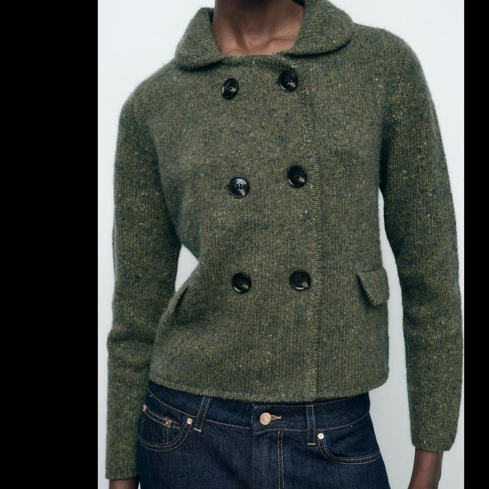 ZARA DOUBLE BREASTED WOOL BLEND JACKET - BRAND NEW WITH TAG- SIZE L